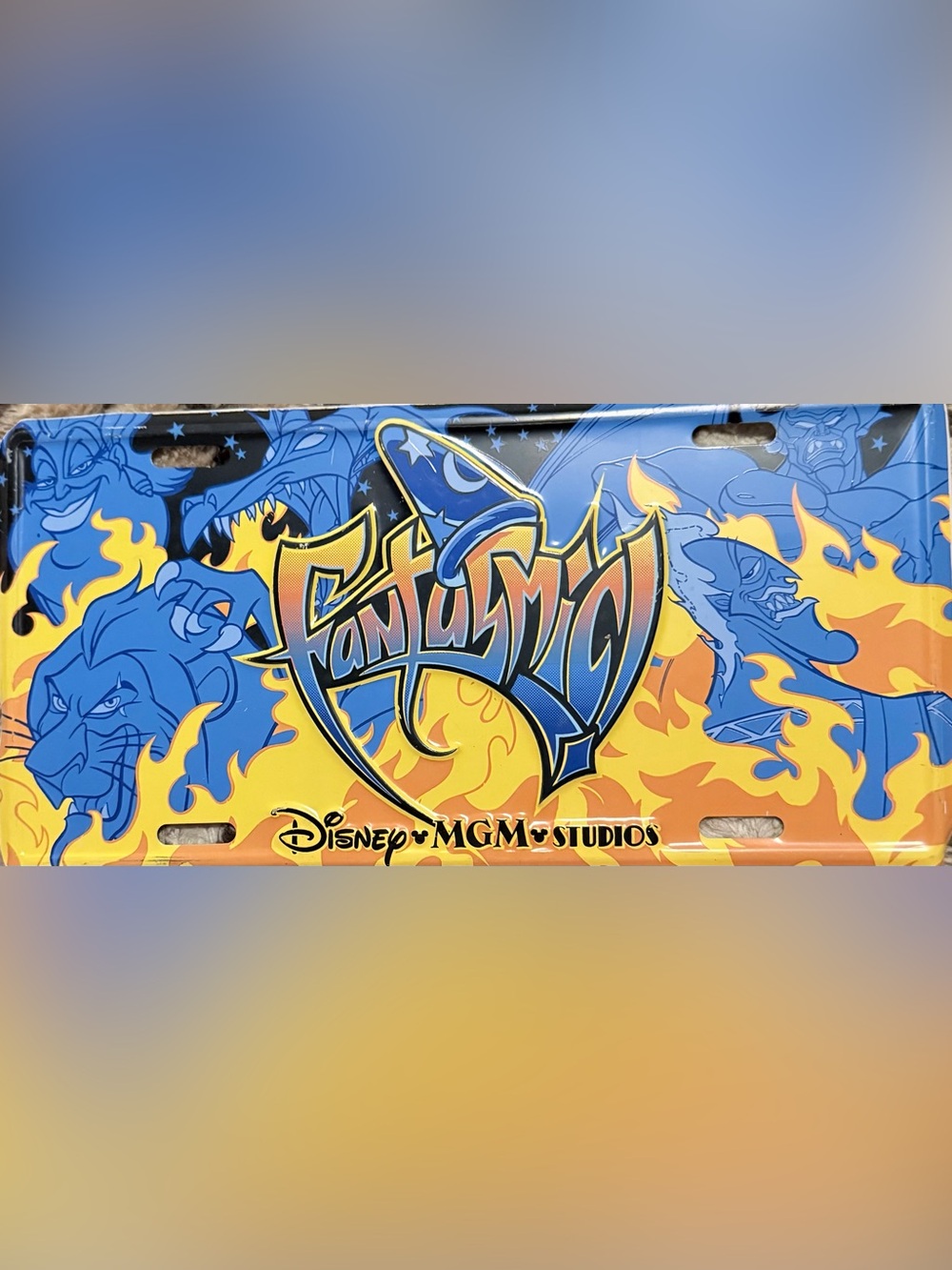 Disney Blue and Yellow Fantasmic License Plate